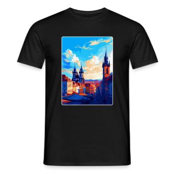 Prague République tchèque Affiche de voyage vintage WPA - T-shirt homme - noir - Devant - AI Model Male 178 light (178cm)