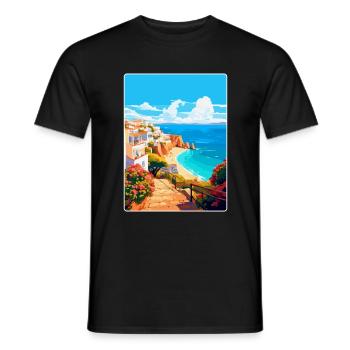 Albufeira Portugal Vintage Travel Poster Souvenir - Men's T-Shirt - black - Front - AI Model Male 178 light (178cm)