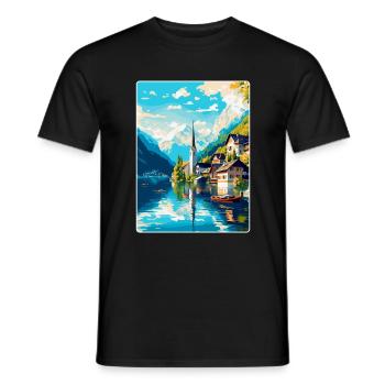 Salzkammergut Österreich Vintage Reiseposter WPA - Männer T-Shirt - Schwarz - Vorne - AI Model Male 178 light (178cm)
