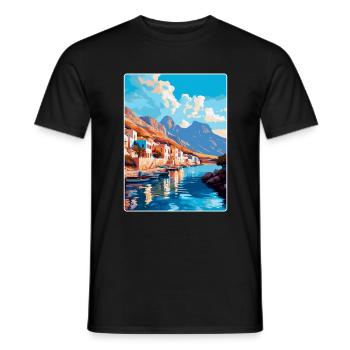 Kalymnos Griechenland Vintage Reise Poster Souvenir WPA - Männer T-Shirt - Schwarz - Vorne - AI Model Male 178 light (178cm)