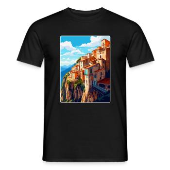 Cuenca Espagne Affiche de voyage vintage WPA Souvenir - T-shirt homme - noir - Devant - AI Model Male 178 light (178cm)