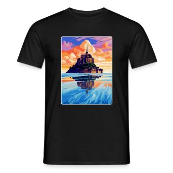 Mont Saint Michel France Vintage Travel Poster WPA - Men's T-Shirt - black - Front - AI Model Male 178 light (178cm)