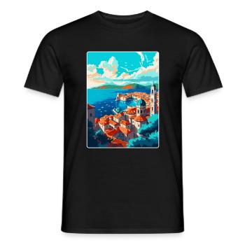 Dubrovnik Croatie Poster de voyage vintage souvenir - T-shirt homme - noir - Devant - AI Model Male 178 light (178cm)