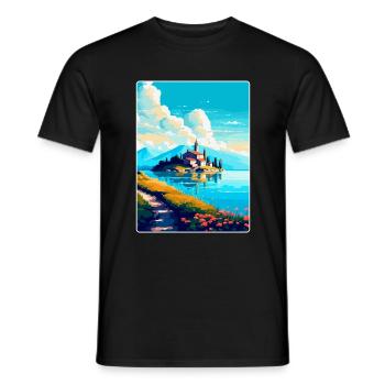 Visovac Kroatien Vintage Reiseplakat Souvenir WPA - Männer T-Shirt - Schwarz - Vorne - AI Model Male 178 light (178cm)