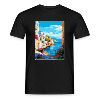 Rhodes Grèce Vintage Voyage Poster WPA Souvenir - T-shirt homme - noir - Devant - AI Model Male 178 light (178cm)