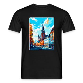 Darmstadt Germany Vintage Travel Poster Souvenir - Men's T-Shirt - black - Front - AI Model Male 178 light (178cm)
