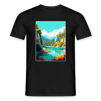 Peneda Geres Nationalpark Portugal Reiseplakat - Männer T-Shirt - Schwarz - Vorne - AI Model Male 178 light (178cm)