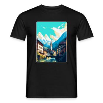 Chur Schweiz Vintage Reiseplakat Souvenir - Männer T-Shirt - Schwarz - Vorne - AI Model Male 178 light (178cm)