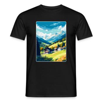 Zell Am Ziller Austria Vintage Travel Poster WPA - Men's T-Shirt - black - Front - AI Model Male 178 light (178cm)