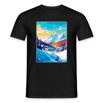 Les Arcs France Vintage Travel Poster Souvenir WPA - Men's T-Shirt - black - Front - AI Model Male 178 light (178cm)