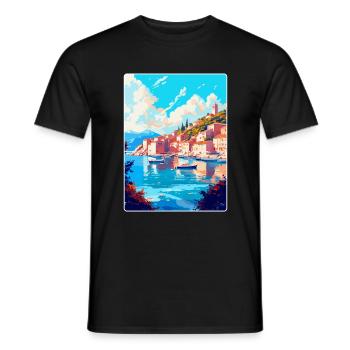 Hvar Kroatien Vintage Reiseposter WPA Souvenir - Männer T-Shirt - Schwarz - Vorne - AI Model Male 178 light (178cm)