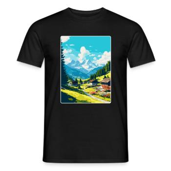 Gstaad Suisse Affiche de voyage vintage souvenir - T-shirt homme - noir - Devant - AI Model Male 178 light (178cm)