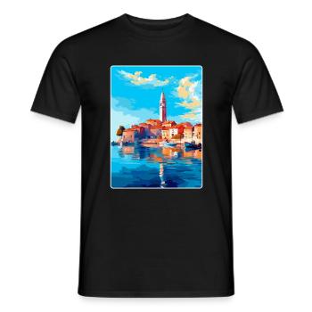 Vodice Kroatien Vintage Reiseplakat Souvenir WPA - Männer T-Shirt - Schwarz - Vorne - AI Model Male 178 light (178cm)
