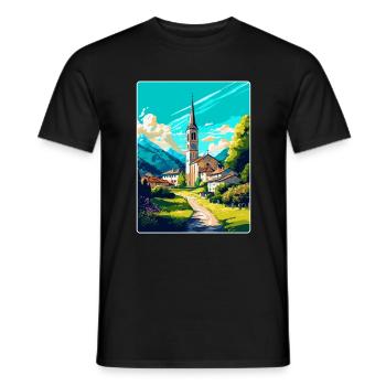 Hallein Autriche Affiche de voyage vintage souvenir WPA - T-shirt homme - noir - Devant - AI Model Male 178 light (178cm)