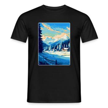 Kitzbuhel Austria Vintage Travel Poster Souvenir - Men's T-Shirt - black - Front - AI Model Male 178 light (178cm)