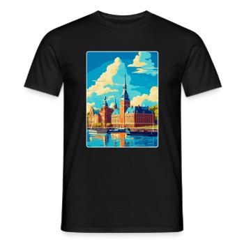 Helsingborg Schweden Vintage Reiseplakat Souvenir - Männer T-Shirt - Schwarz - Vorne - AI Model Male 178 light (178cm)