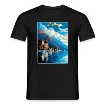 Montreux Schweiz Vintage Reiseplakat WPA Kunst - Männer T-Shirt - Schwarz - Vorne - AI Model Male 178 light (178cm)