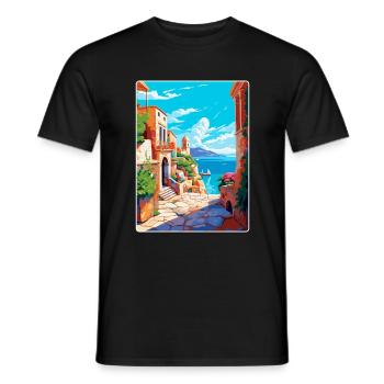 Rhodes Grèce Vintage Voyage Poster WPA Souvenir - T-shirt homme - noir - Devant - AI Model Male 178 light (178cm)