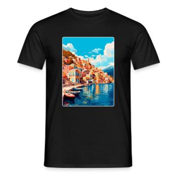 Symi Greece Vintage Travel Poster WPA Art Souvenir - Men's T-Shirt - black - Front - AI Model Male 178 light (178cm)