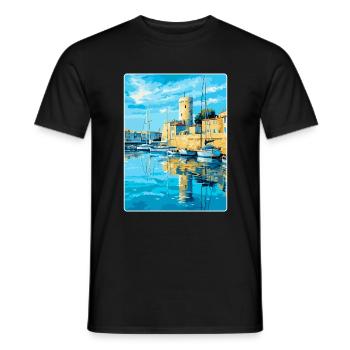 La Rochelle France Vintage Travel Poster Souvenir - Men's T-Shirt - black - Front - AI Model Male 178 light (178cm)
