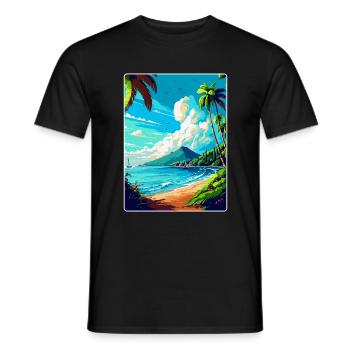 Martinique Caribbean Vintage Travel Poster WPA Art - Men's T-Shirt - black - Front - AI Model Male 178 light (178cm)