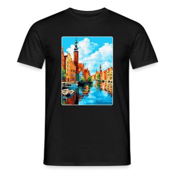 Danzig Polen Vintage Reiseposter WPA Souvenir - Männer T-Shirt - Schwarz - Vorne - AI Model Male 178 light (178cm)