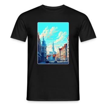 Brussels Belgium Vintage Travel Poster Souvenir - Men's T-Shirt - black - Front - AI Model Male 178 light (178cm)