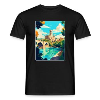 Avignon Frankreich Vintage Reiseplakat Souvenir WPA - Männer T-Shirt - Schwarz - Vorne - AI Model Male 178 light (178cm)