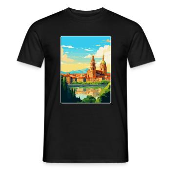 Salamanque Espagne Affiche de voyage vintage Souvenir WPA - T-shirt homme - noir - Devant - AI Model Male 178 light (178cm)