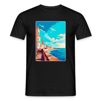 Cadix Espagne Affiche de voyage vintage WPA Art Souvenir - T-shirt homme - noir - Devant - AI Model Male 178 light (178cm)