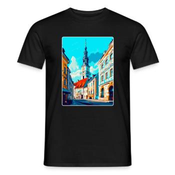 Czestochowa Pologne Affiche de voyage vintage souvenir - T-shirt homme - noir - Devant - AI Model Male 178 light (178cm)