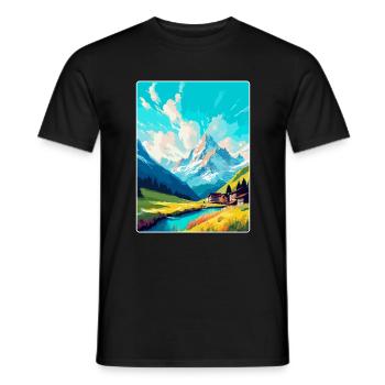 Lech Österreich Vintage Reiseplakat WPA Souvenir - Männer T-Shirt - Schwarz - Vorne - AI Model Male 178 light (178cm)