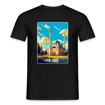 Edirne Turkey Vintage Travel Poster WPA Souvenir - Men's T-Shirt - black - Front - AI Model Male 178 light (178cm)