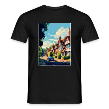 Lindfield Angleterre Royaume-Uni Affiche de voyage vintage WPA Art - T-shirt homme - noir - Devant - AI Model Male 178 light (178cm)