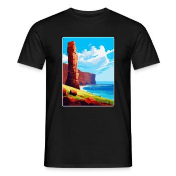 Old Man Of Hoy Scotland Uk Vintage Travel Poster - Men's T-Shirt - black - Front - AI Model Male 178 light (178cm)
