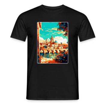 Cordoue Espagne Affiche de voyage vintage WPA Souvenir - T-shirt homme - noir - Devant - AI Model Male 178 light (178cm)