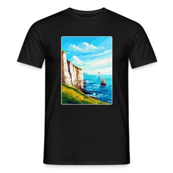 Beachy Head Sussex Vintage Voyage Poster Souvenir - T-shirt homme - noir - Devant - AI Model Male 178 light (178cm)
