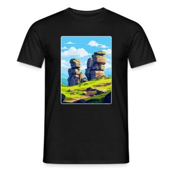 Brimham Rocks Angleterre Royaume-Uni Affiche de voyage vintage WPA - T-shirt homme - noir - Devant - AI Model Male 178 light (178cm)