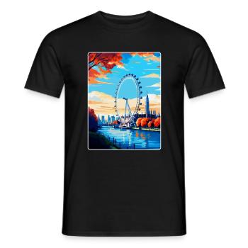 London Eye England Uk Vintage Travel Poster WPA - Men's T-Shirt - black - Front - AI Model Male 178 light (178cm)