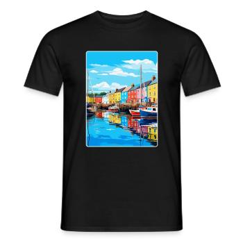 Plymouth England Uk Vintage Travel Poster Souvenir - Men's T-Shirt - black - Front - AI Model Male 178 light (178cm)