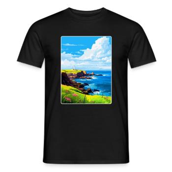 Lizard Point England Uk Vintage Travel Poster WPA - Men's T-Shirt - black - Front - AI Model Male 178 light (178cm)