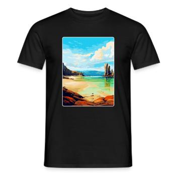 Isle Of Lewis Schottland Vereinigtes Königreich Vintage Reiseposter - Männer T-Shirt - Schwarz - Vorne - AI Model Male 178 light (178cm)
