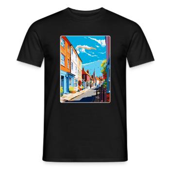 Faversham Angleterre Royaume-Uni Affiche de voyage vintage WPA Art - T-shirt homme - noir - Devant - AI Model Male 178 light (178cm)