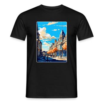 Harrogate Angleterre Royaume-Uni Affiche de voyage vintage WPA Art - T-shirt homme - noir - Devant - AI Model Male 178 light (178cm)