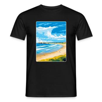 Portstewart Strand Irlande Royaume-Uni Affiche de voyage WPA - T-shirt homme - noir - Devant - AI Model Male 178 light (178cm)