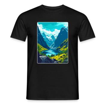 Die Fjorde Norwegen Vintage Reiseplakat Souvenir - Männer T-Shirt - Schwarz - Vorne - AI Model Male 178 light (178cm)