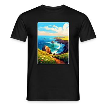 Lands End Cornwall England Uk Travel Poster WPA - Men's T-Shirt - black - Front - AI Model Male 178 light (178cm)