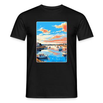 Poole Harbour England Uk Vintage Reiseposter WPA - Männer T-Shirt - Schwarz - Vorne - AI Model Male 178 light (178cm)
