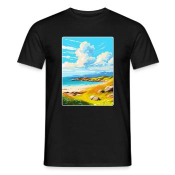 Île de Barra, Écosse, Royaume-Uni, Affiche de voyage vintage - T-shirt homme - noir - Devant - AI Model Male 178 light (178cm)