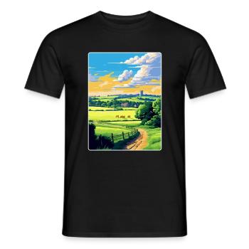 Cotswolds Angleterre Royaume-Uni Affiche de voyage vintage WPA Art - T-shirt homme - noir - Devant - AI Model Male 178 light (178cm)